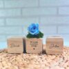 Cubos de madera personalizados con grabado láser AMOR, decorados con rosa eterna azul y musgo preservado para regalo San Valentín