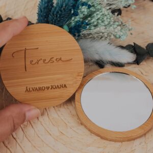 Espejo de Bambú Personalizado Marcasitio para Boda