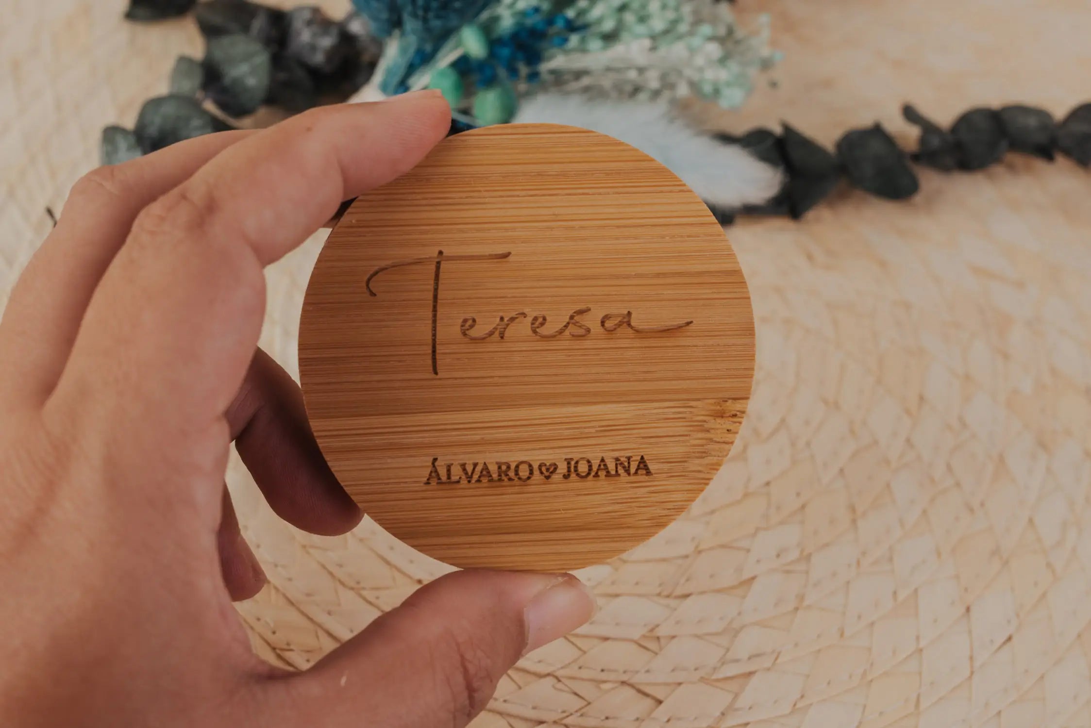 Espejo de Bambú Personalizado Marcasitio para Boda - Imagen 2