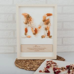 Cuadro Flor Preservada con Inicial Personalizada