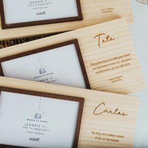 Marco de Fotos de Madera Personalizado con Mensaje Grabado
