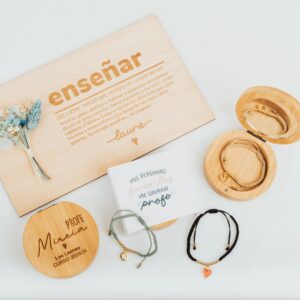 Pack Regalo Profe: Placa Personalizada + Joyero Bambú
