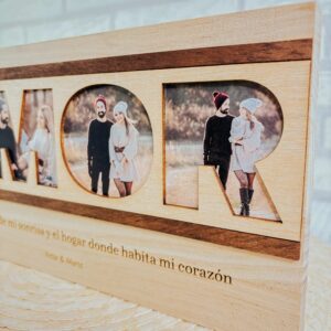 Marco Fotos Personalizado AMOR con 4 Fotos y Mensaje Grabado - Imagen 3