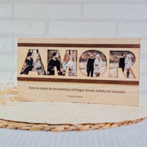 Marco Fotos Personalizado AMOR con 4 Fotos y Mensaje Grabado - Imagen 4
