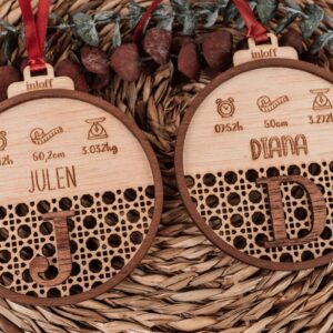 Bola de Navidad Ratán Personalizada Natalicio - Imagen 4