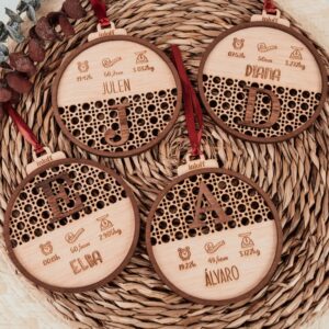 Bola de Navidad Ratán Personalizada Natalicio - Imagen 6