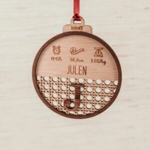 Bola de Navidad Ratán Personalizada Natalicio - Imagen 5