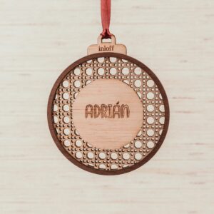 Bola de Navidad Personalizada Ratán con Nombre - Imagen 6