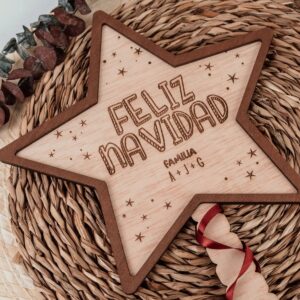 Adorno de Navidad Estrella Mágica Personalizada «Feliz Navidad»