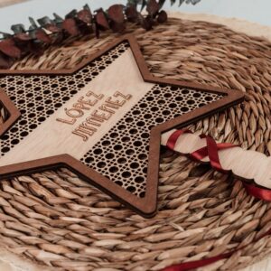 Adorno de Navidad Estrella Mágica Ratán Personalizado - Imagen 3