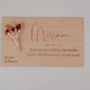 Placa Agradecimiento Boda Personalizada con Flores