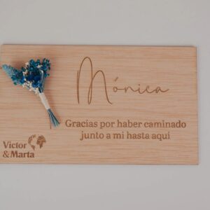 Placa Agradecimiento Boda con Flores Preservadas Personalizada