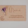 Placa de madera vintage personalizada para boda con mensaje grabado Mamá y flores preservadas moradas, detalle para testigos y padrinos