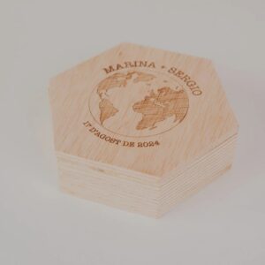 Porta Alianzas Hexagonal Personalizado "Nuestra Boda Viajera" - Imagen 7