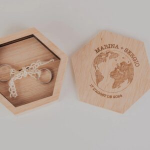 Porta Alianzas Hexagonal Personalizado "Nuestra Boda Viajera" - Imagen 10