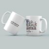 Taza blanca personalizada para profesor con diseño floral en tonos pastel y texto Los Dinosaurios Curso 2023/24 grabado - Regalo fin de curso