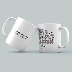 Taza Profe Personalizada con Diseño Floral – Regalo Fin de Curso