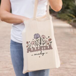 Tote Bag Profe Personalizada con Flores