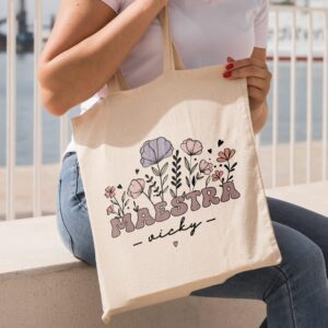 Tote Bag Profe Personalizada con Flores - Imagen 6