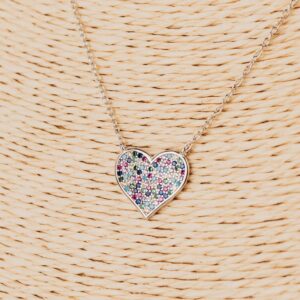 Collar Plata Corazón Circonitas Multicolor - Imagen 5