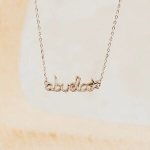Collar de plata de ley personalizado con palabra abuela y estrella, cadena ajustable, regalo Día de la Madre inloff