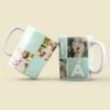 Taza personalizada Te Quiero Mamá con tres fotos familiares en diseño minimalista sobre fondo verde menta, regalo Día de la Madre