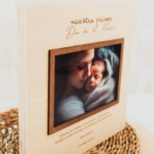 Marco Fotos Personalizado Primer Día Mamá - Grabado Láser Madera - Imagen 4