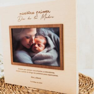 Marco Fotos Personalizado Primer Día Mamá - Grabado Láser Madera - Imagen 5