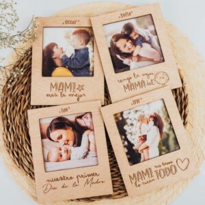 Portafotos Imán Personalizado «Super Mamá» – Marco Polaroid Madera