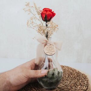 Jarrón Cristal Personalizado con Rosa Eterna – Edición Sant Jordi