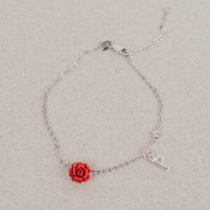 Pulsera de Plata Rosa Eterna Sant Jordi con Inicial Personalizada - Imagen 5