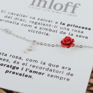 Pulsera de Plata Rosa Eterna Sant Jordi con Inicial Personalizada - Imagen 3