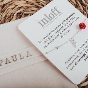 Pulsera de Plata Rosa Eterna Sant Jordi con Inicial Personalizada - Imagen 4