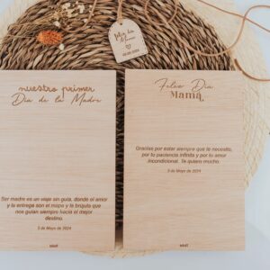 Tarjeta Mensaje Personalizada para Mamá con Foto sobre Madera Grabada - Imagen 7