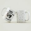 Taza personalizada para futuro papá con ecografía del bebé y mensaje 'Papi tengo muchas ganas de conocerte' sobre fondo blanco con corazones