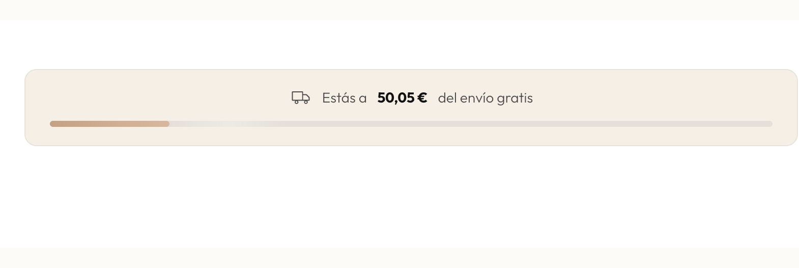 Barra del carrito indicando cuánto falta para el envío gratis