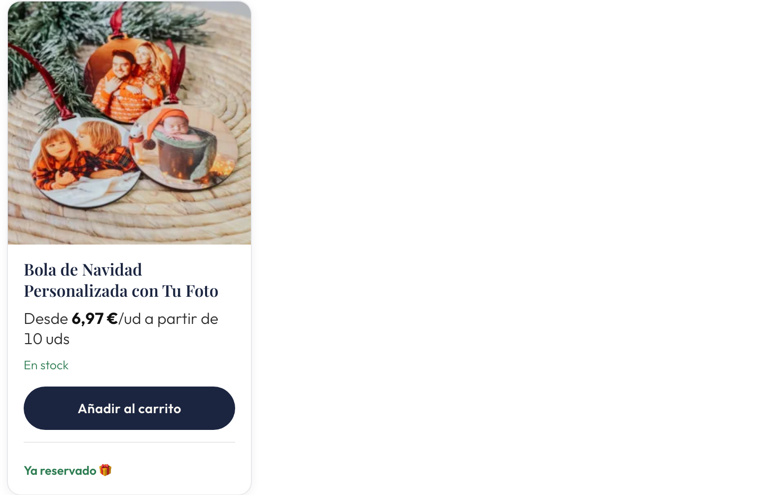 Pieza de una lista de regalos compartida marcada como ya reservada