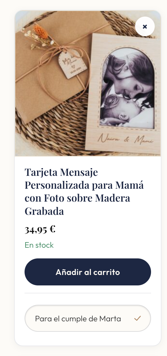 Campo para añadir una nota a una pieza guardada en favoritos