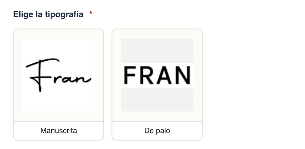 Selector de tipografía de una ficha con dos muestras de letra sobre el mismo nombre